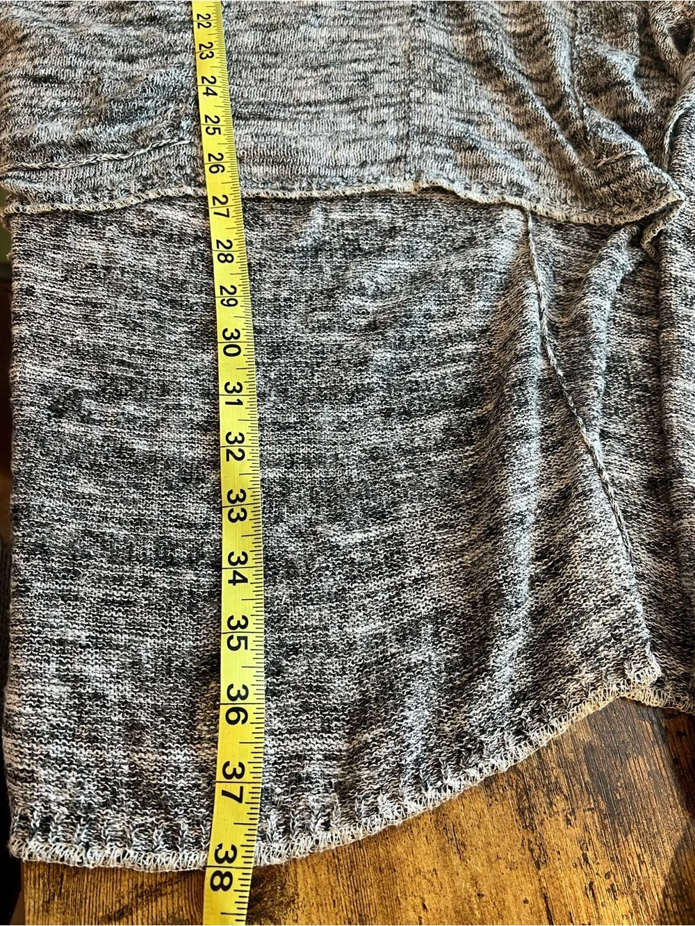 Free People Light Bright High Low Linen Knit Tunic Gray Pockets Medium